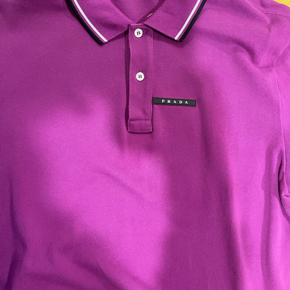 Prada Purple Polo Shirt with White Trim